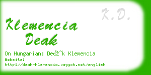 klemencia deak business card